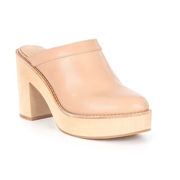 Kimberly Whitman for Antonio Melani Women's Tan  Leather Platform Clogs size 7 - Picture 1 of 10